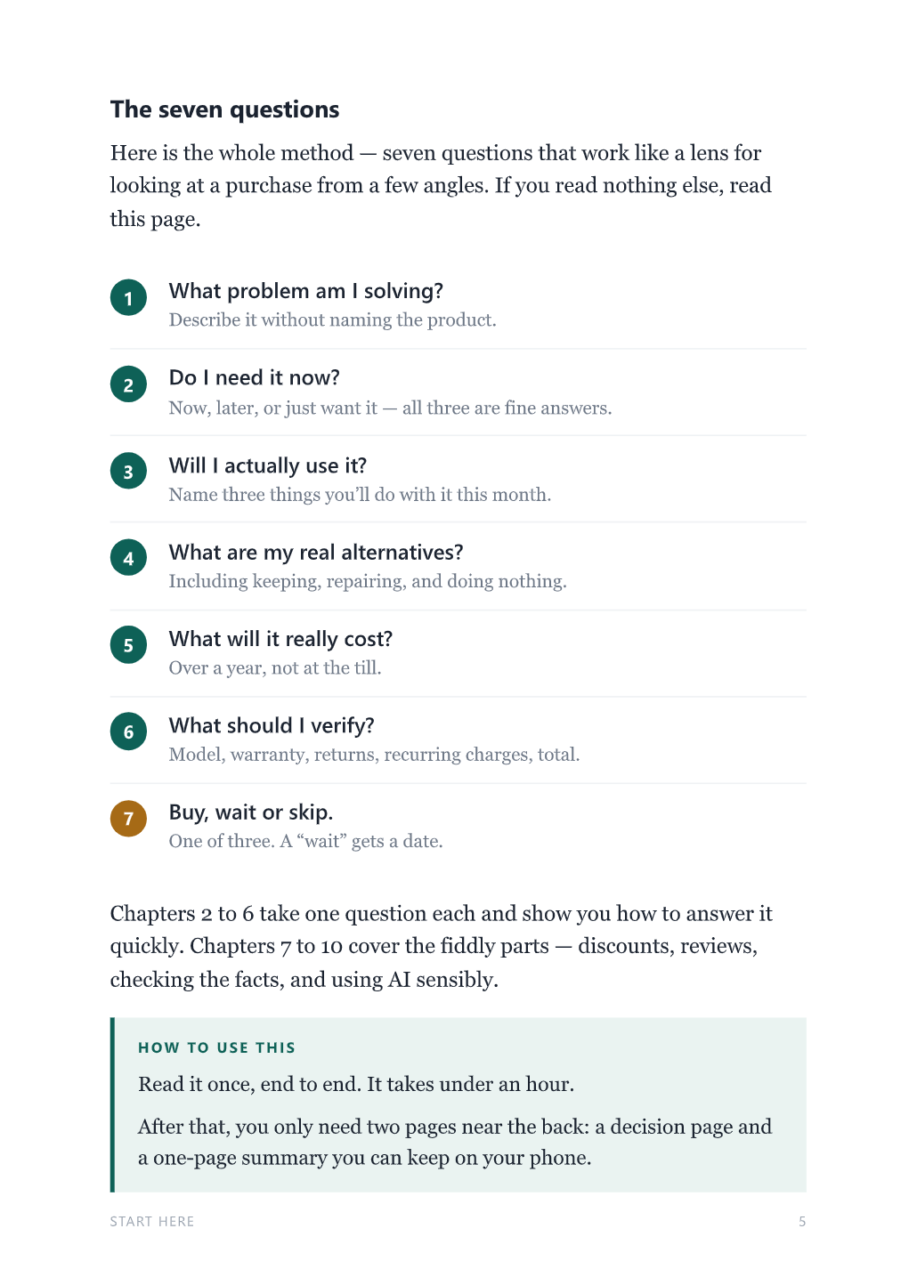 The seven questions — page 5